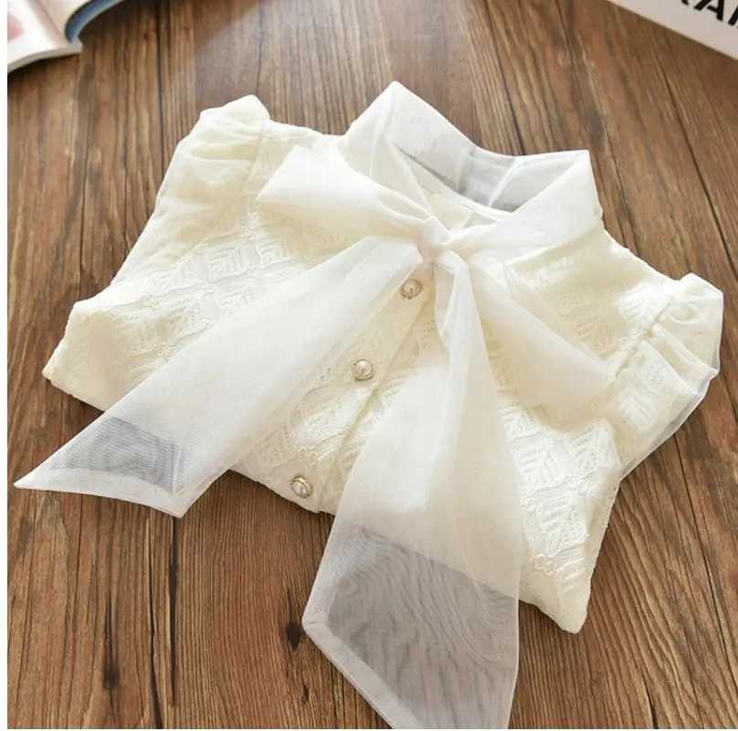 Teenage Girls Shirt 2023 New Medium and Big Children Spring and Autumn Thin Long Sleeve Shirt Girls Baby Bow Princess Shirt Y240906