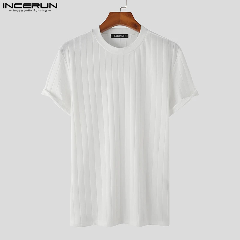 INCERUN Men T Shirt Solid Color O-neck Short Sleeve Summer Casual Male Tee Tops Fitness Streetwear Fashion Camisetas S-5XL 240906