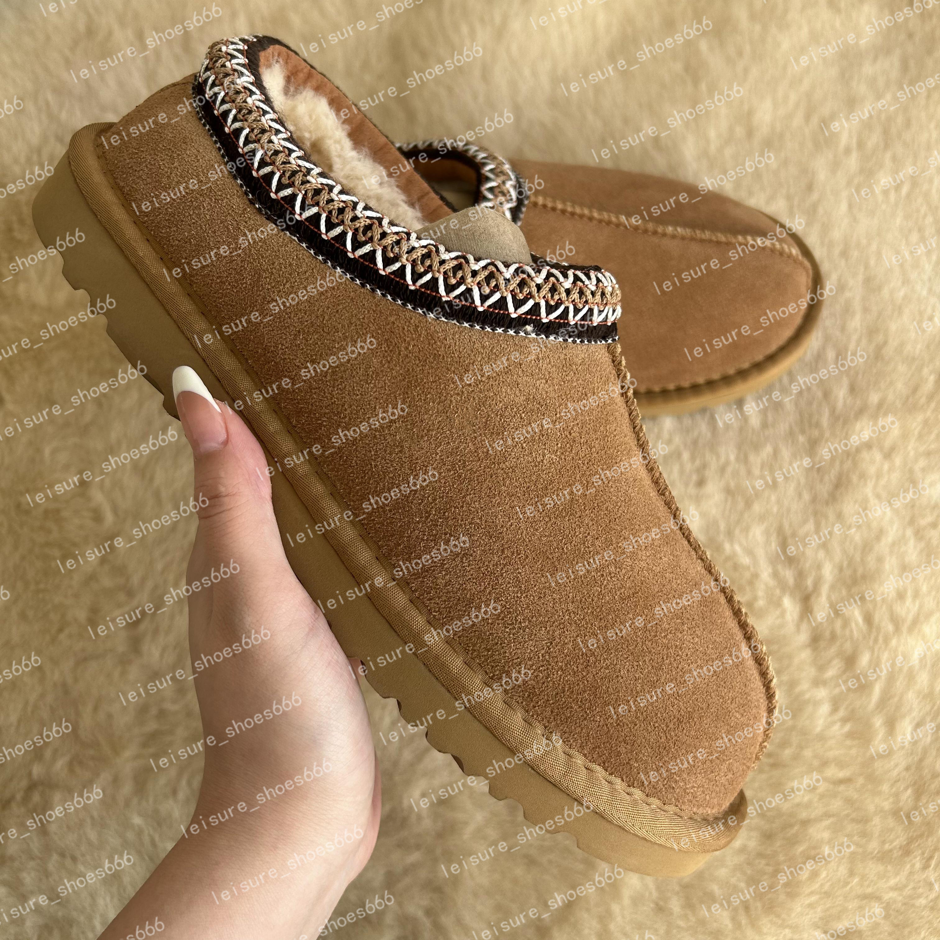 Tasman Slippers Tazz mustard seed Chestnut Sand Fur Slides Sheepskin Classic Ultra Mini Platform Boot Winter Women Men Slip-on Shoes Suede Upper Wool Winter