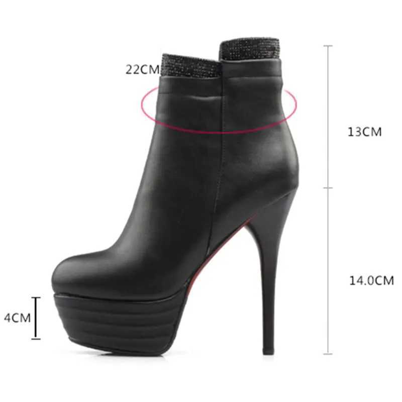 Designer Platform Womens Ankle Boots Extreme High Heels Sexy Short Boots Autumn Winter Black Womens Party Shoes Large Size CL240906