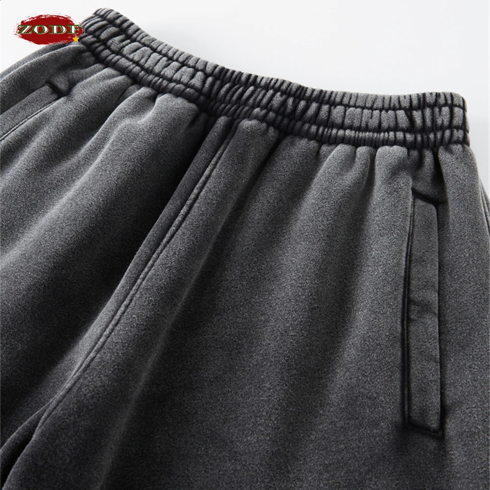 ZODF Retro Winter Mens 360gsm Wax Dyeing Wool Wash Sports Pants Womens Neutral Loose Brushed Warm Running Street Clothing HY0714 240905
