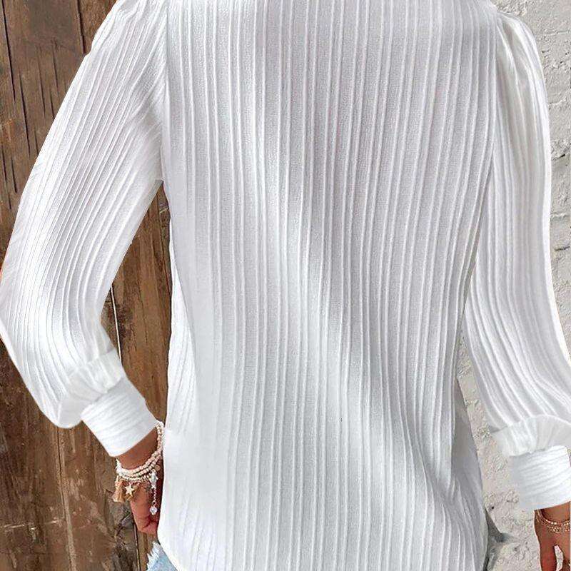 Fall 2024 long sleeved V-neck lace patchwork shirt women's clothing