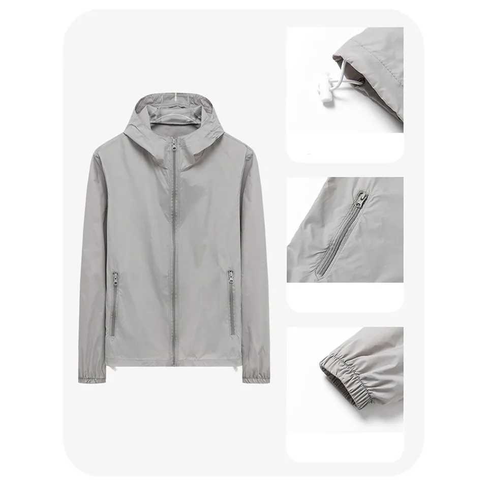 Men Waterproof Jacket Hooded Sport Coat Unisex Outwear Lightweight Windbreaker Y240906