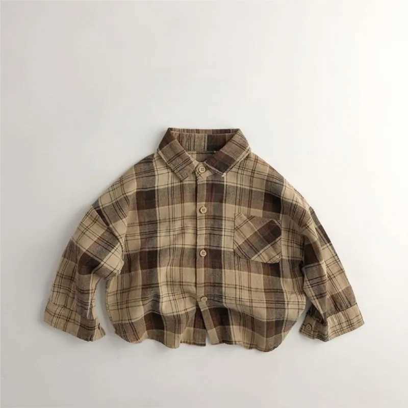 Fashion Baby Girl Boy Cotton Plaid Shirt Infant Toddler Child Trousers Outfit Spring Autumn Summer Baby Casual Clothes 1-7Y Y240906