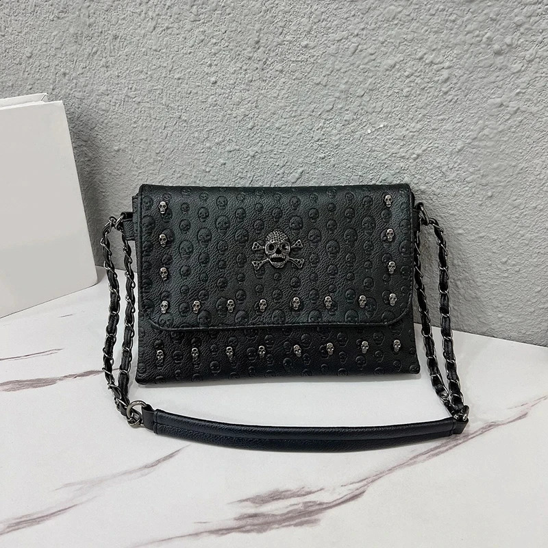 PU Leather Bag Messenger Bags Handbags Female Vintage Gothic Chain Shoulder 240905