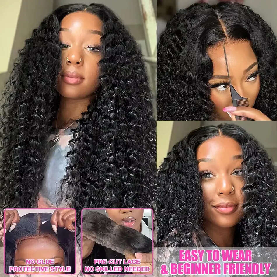 250 Density Brazilian Loose Deep Wave 5X5 Glueless Closure Ready To Wear Human Hair Wig Preplucked Curly Pre Cut HD Lace Wigs