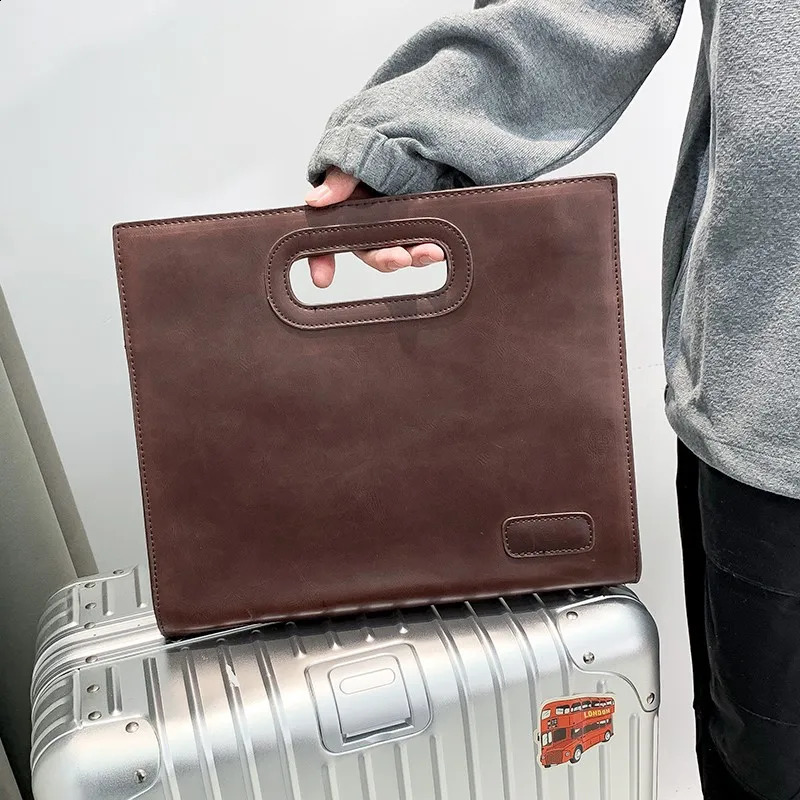 Mens notebook bag mens handbag y briefcase folder womens leather document 240906