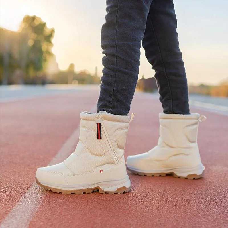 Winter Kids Hiking Boots Couple Snow Boots Plush Warm Cotton Shoes Side Zipper Outdoor Casual Parent-child Snowboots Size 32-45 M240906