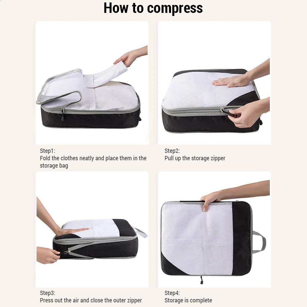 1 set of compressed cube travel packaging organizer used for carrying luggage bags 240906