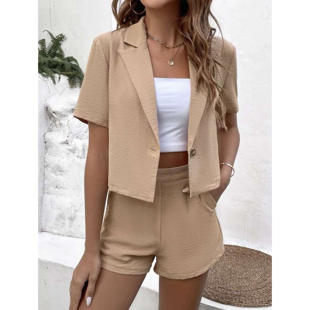 TEMU suit top shorts two-piece set for women's clothing