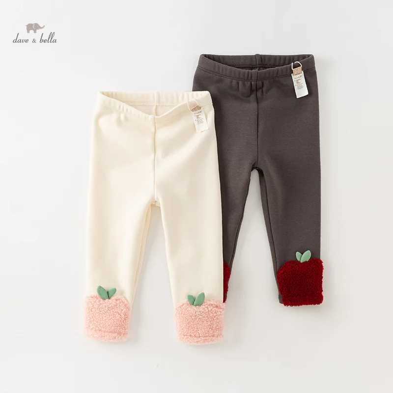 Dave Bella Girls Leggings Winter Thick Warm Plus Cute Children Kids Baby Soft Bottom Part Pants DB4237618 Y240906