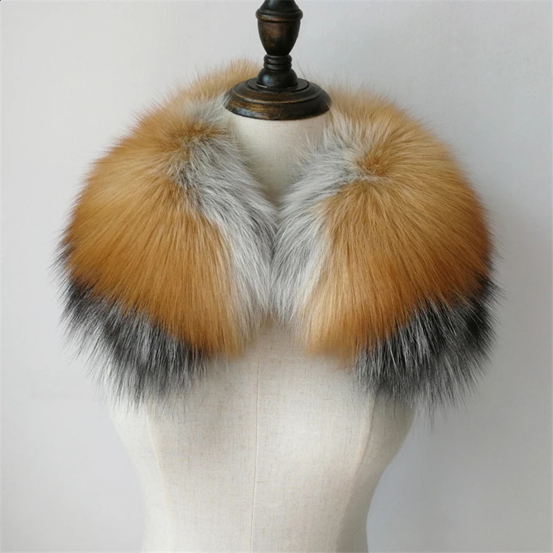 Winter 100% natural silver fox fur square collar womens red fox fur short scarf thick warm detachable muffler shawl 240906