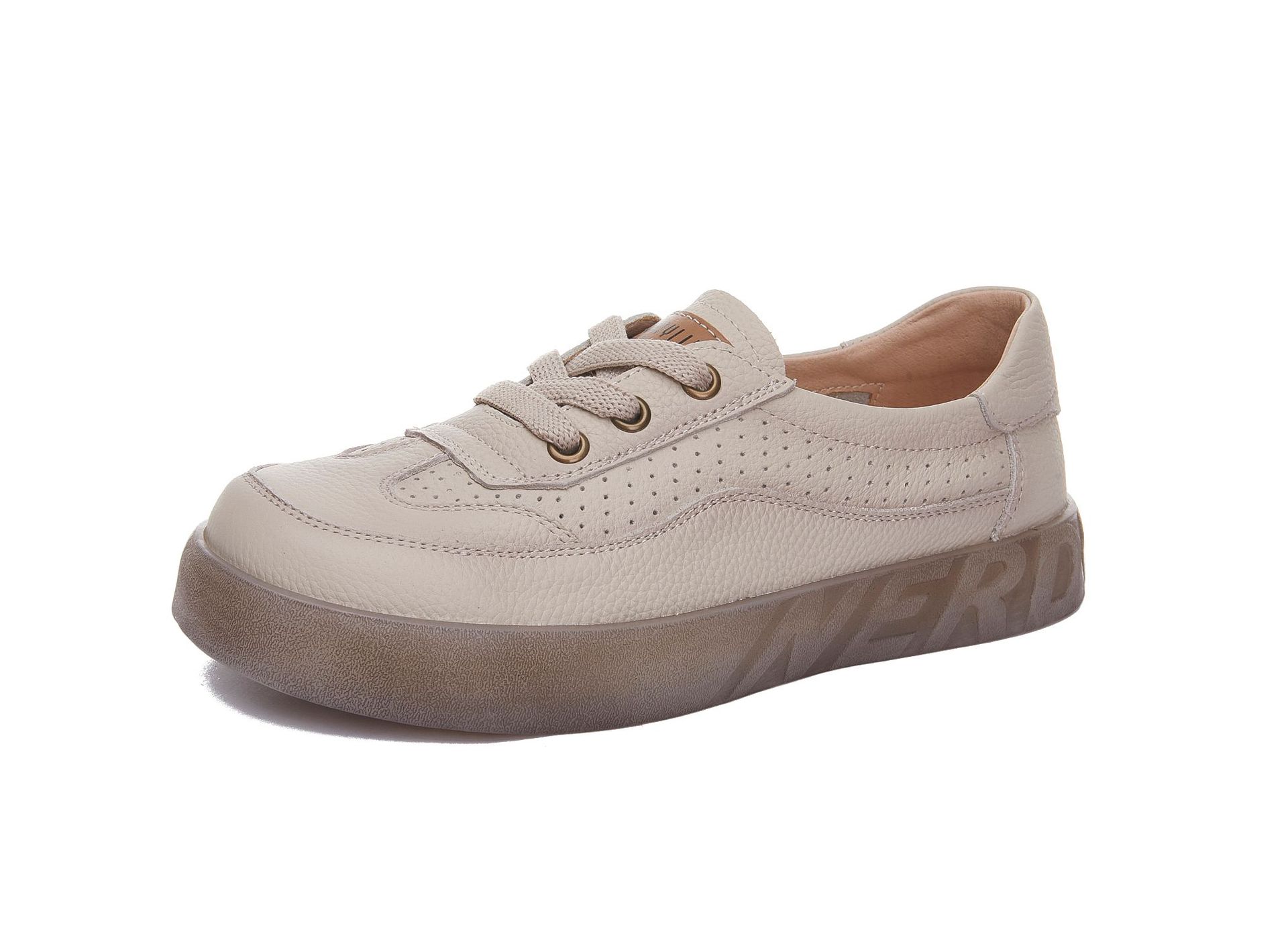 2024 new spring and summer head layer cowhide shallow mouth single shoes female retro leisure thick bottom jelly bottom hollow lazy shoes
