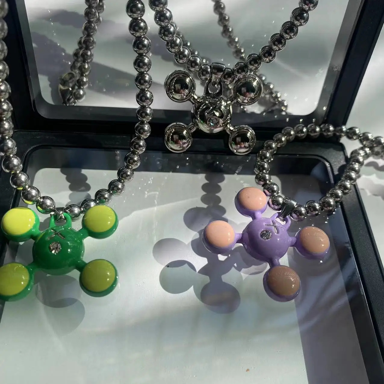 Fashion Four-corner Ball Pendant Necklace Personality Hip Hop Trend Niche Necklace Fine Jewelry Gifts for Men and Women 240903
