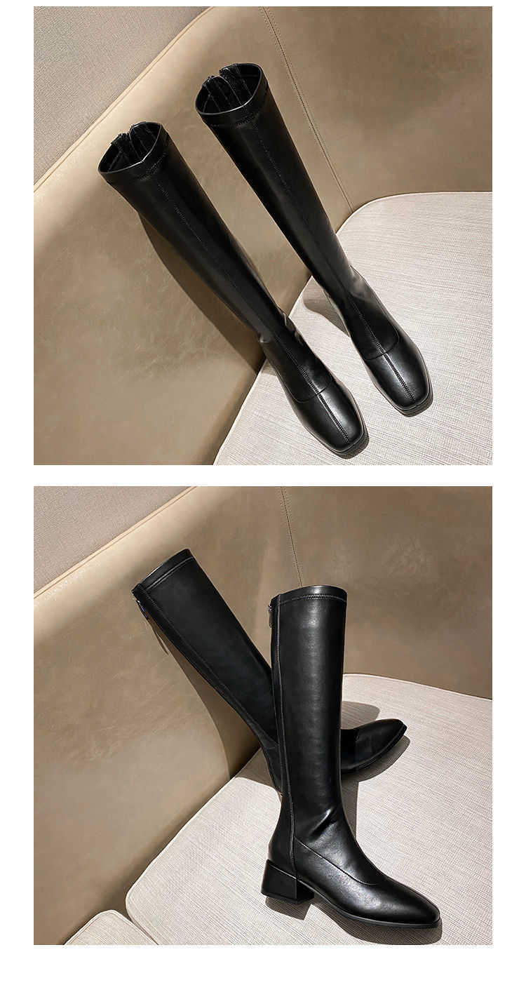 Long Tube Boots For Women Martin Boots Slimmer Winter New Style Fashion Boots Height Slim Boots High Tube Thick Heel Knight Boots 240826