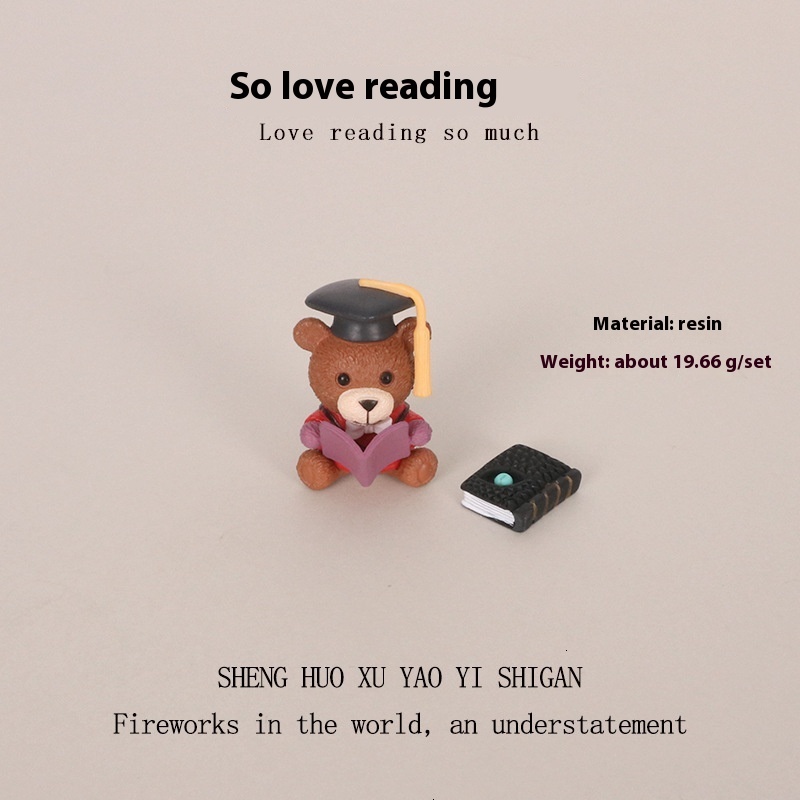 Mini Cute Bear Doctor Learning Creative Resin Crafts Ins Micro Landscape Office Desktop Ornament OB1