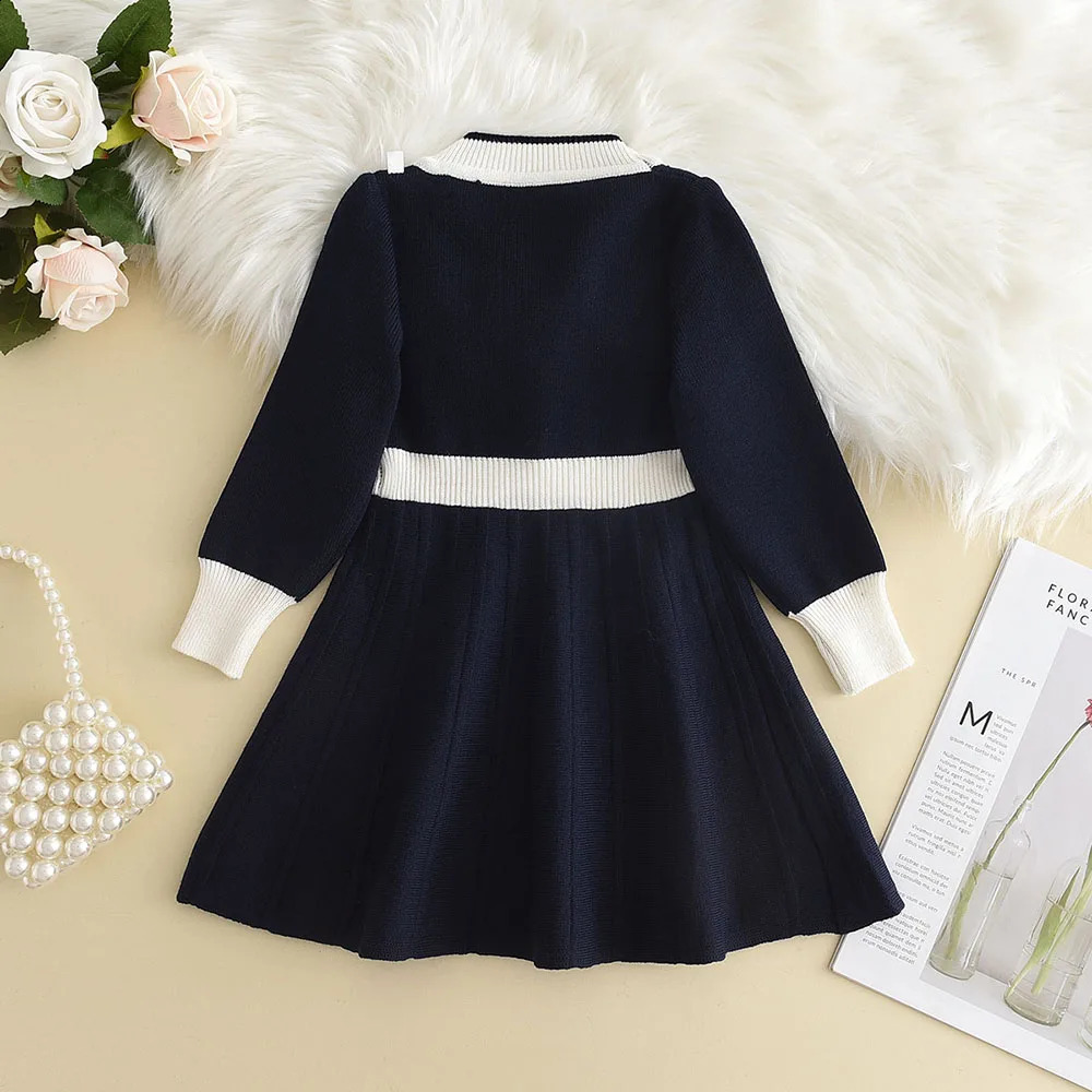 Melario Autumn Winter Girls Sweater Long Sleeve Dress Christmas Party Girl Baby Retro Knitted Wool Dress Casual Vestidos 240902