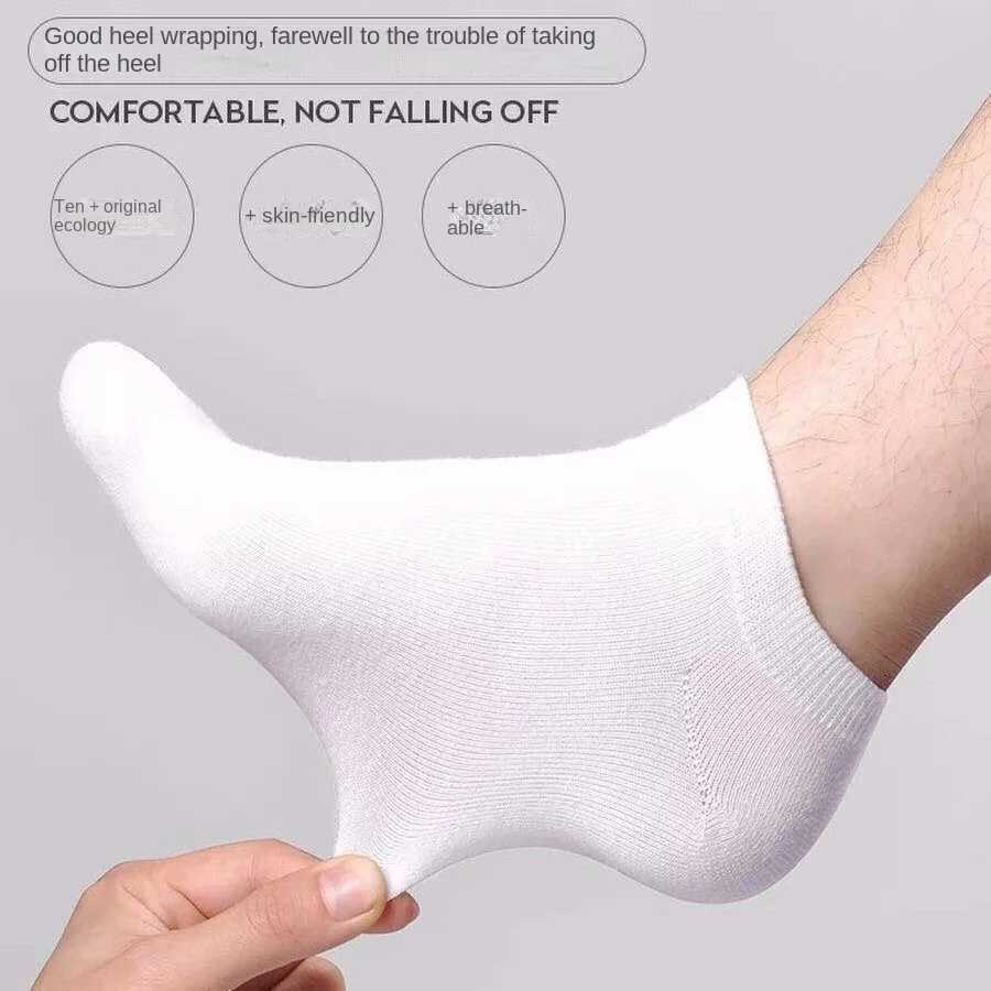 Mens Socks Spring Summer Thin Breathable Soft Polyester Cotton Socks Black Casual Business Ankle Boat Socks Size EU38-45 Y240906