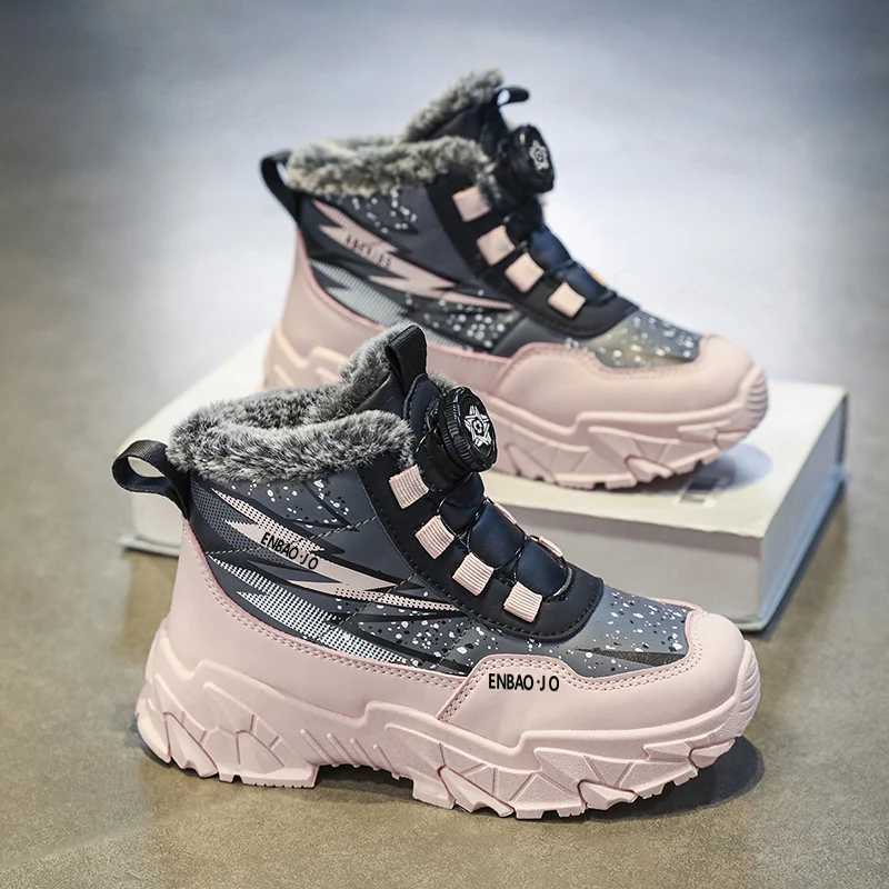 New Children Snow Boots Trendy All-match Kid Winter Thick Bottom Cotton Shoe Mid Top Warm Girl Boy Anti-slip Wear-resistant Boot M240906