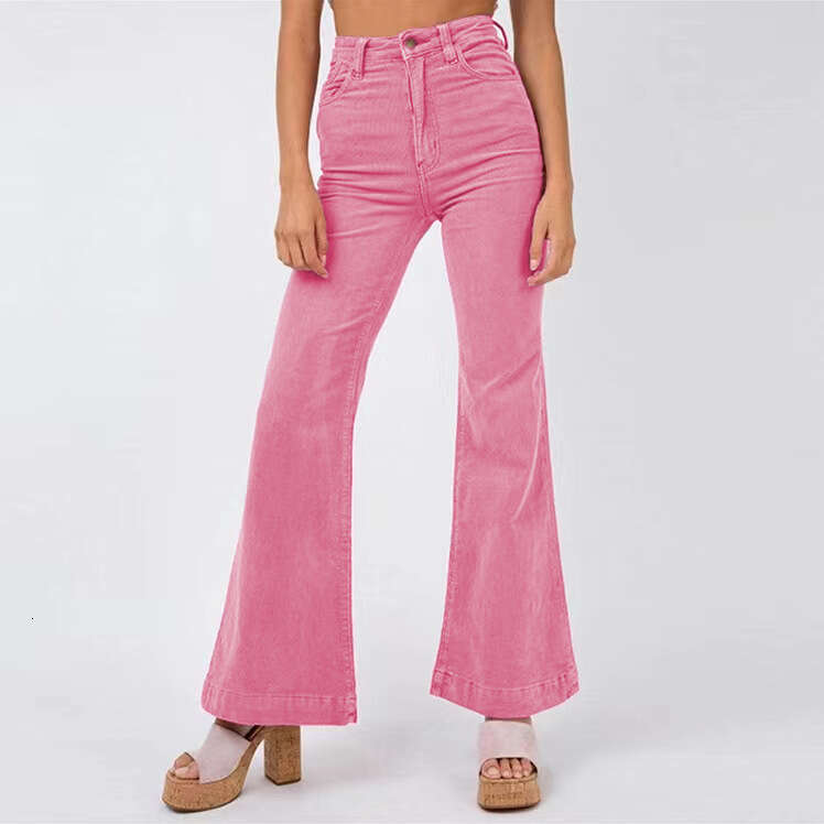 2024 Spring Fashion New Corduroy Bellbottom Wide Leg Pants, Women's Street Solid Color Casual