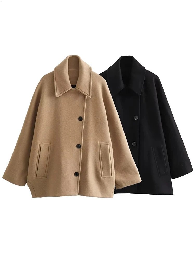 Fashion Lapel Solid Coat For Women Spring Long Sleeve Single Breasted Pocket Jacket Female High Street Chic Lady Outerwear 240904