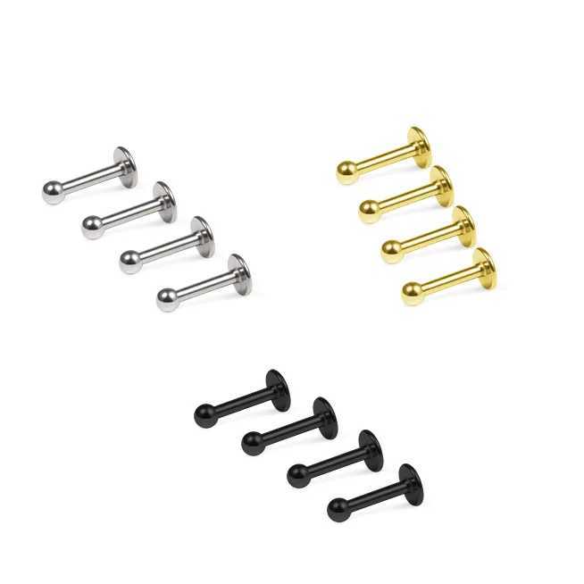 4pcs 2mm front spiral earrings screws ball earrings surgical steel earplugs anti allergic female jewelry 1.2x6x2mm W240803