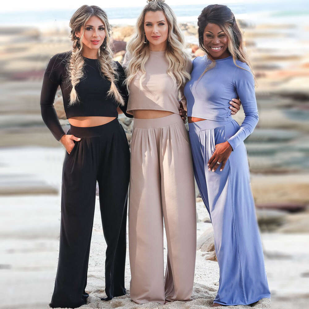 Fashion Casual 2024 Autumn/Winter New Long Sleeve T-shirt+Pants Two Piece Set Large Women's Wear