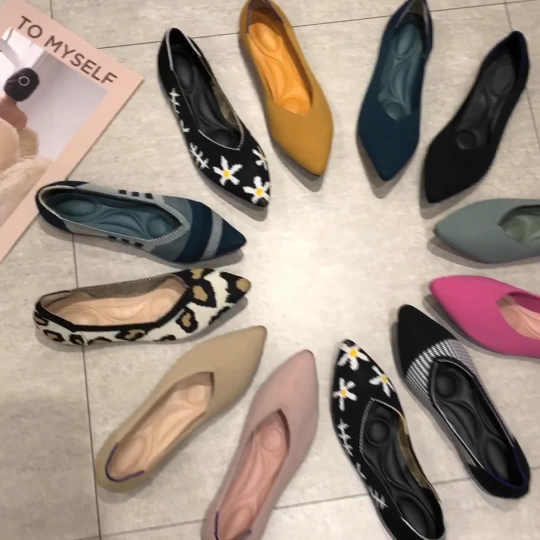 Casual Shoes flat shoes fashion leisure Women's flat shoes pointed knitting elastic comfortable boutique shoes