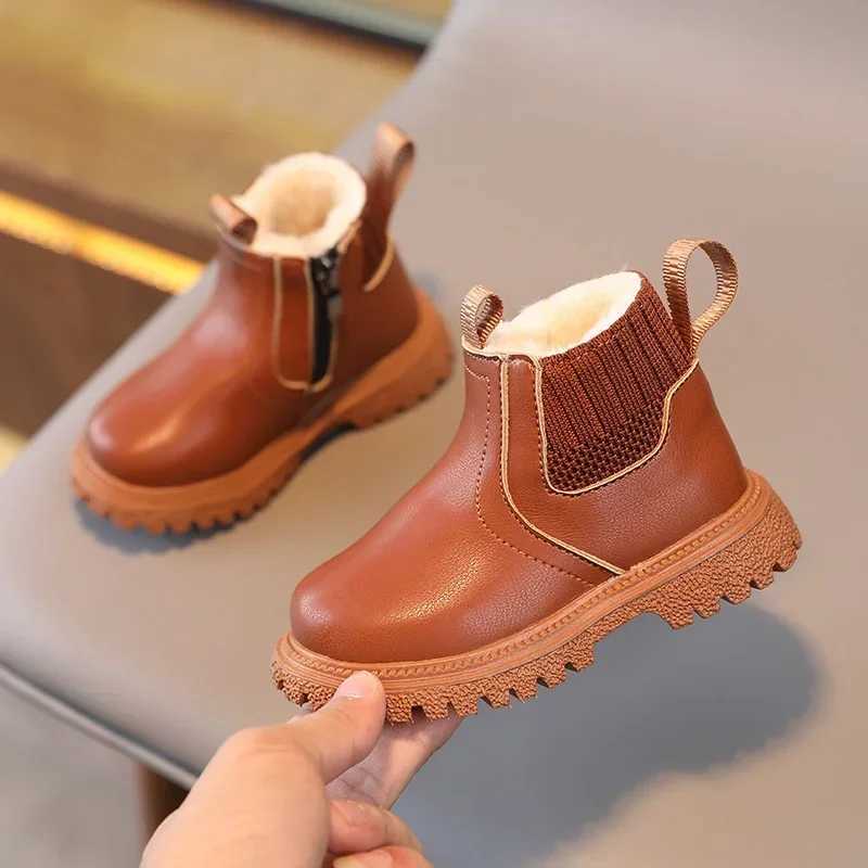 Autumn and Winter Baby Boots Super Warm Boys and Girls Shoes Pu Leather Childrens Boots Fashion Preschool Boots Childrens Snow Shoes M241102
