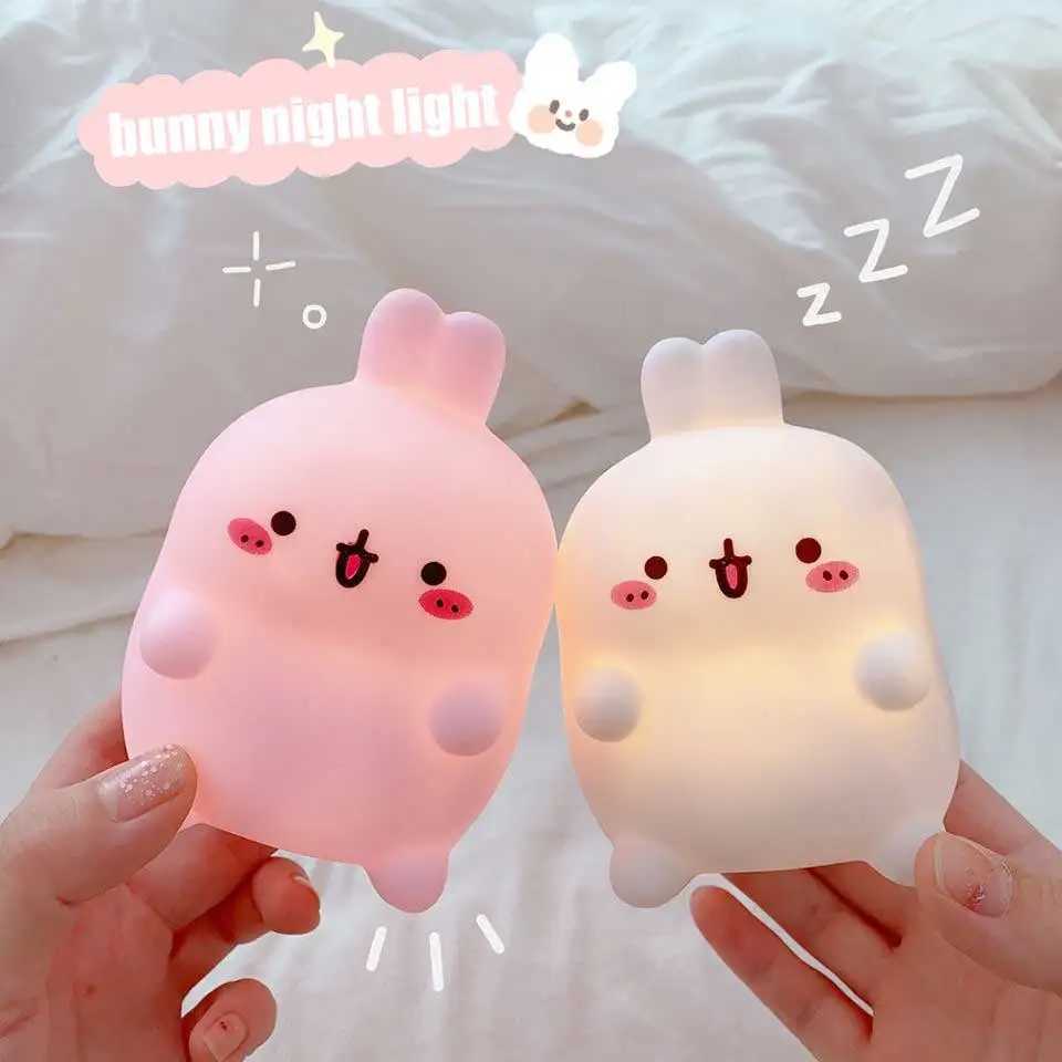 Kawaii Night Light Rabbit Light Creative Night Light Table Rabbit Decoration Bedroom Light Desk Lamp Home Decoration W240816