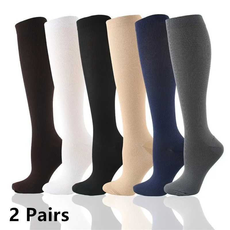 2 pairs of compressed inventory blood circulation promotion weight loss exercise nurse socks anti fatigue comfortable knee high W240905