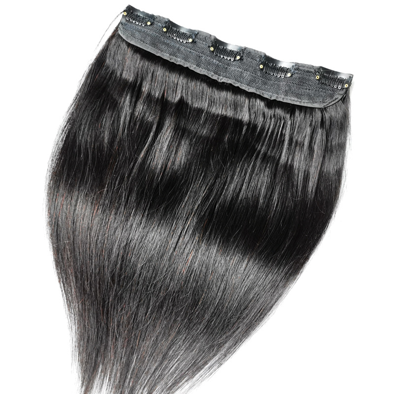 Brazilian 100% Human Hair One-piece Replacement Hair Clip In Hair Extensions Peruvian Virgn Hair Silky Straight Natural Color 1B# 60g 70g 80g 90g 100g