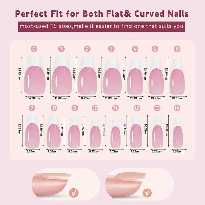 150pcs/set of charming French ballet wearable fake nail tips press nails seamlessly detachable and reusable full set of nail tips W240905