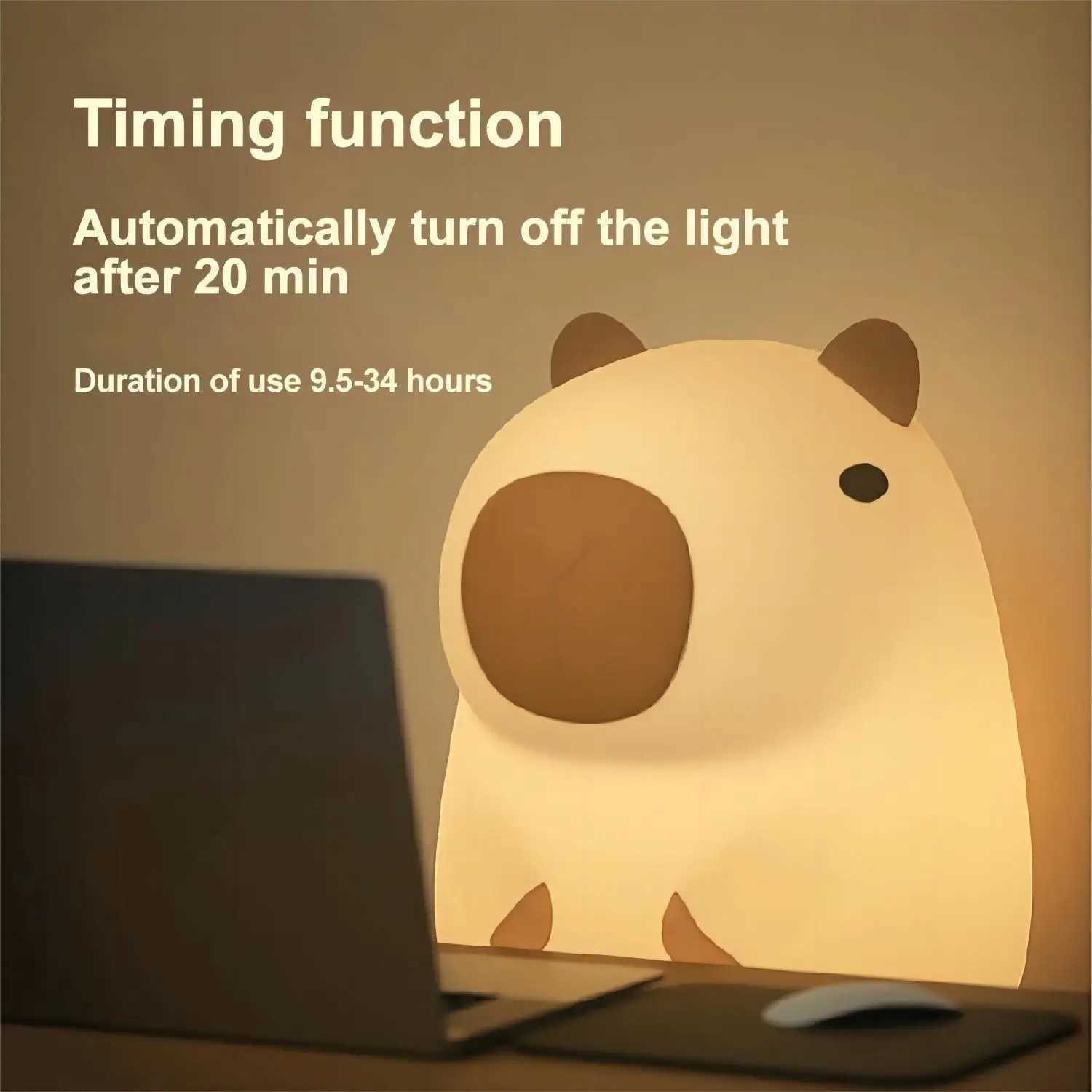 Cute silicone LED Capybara night light animal light touch sensor night light childrens bedroom decoration birthday gift W240816