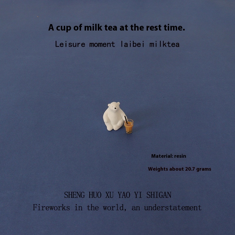 Resin creative crafts, mini polar bear tabletop that only want to sleep, home micro scene decorations
