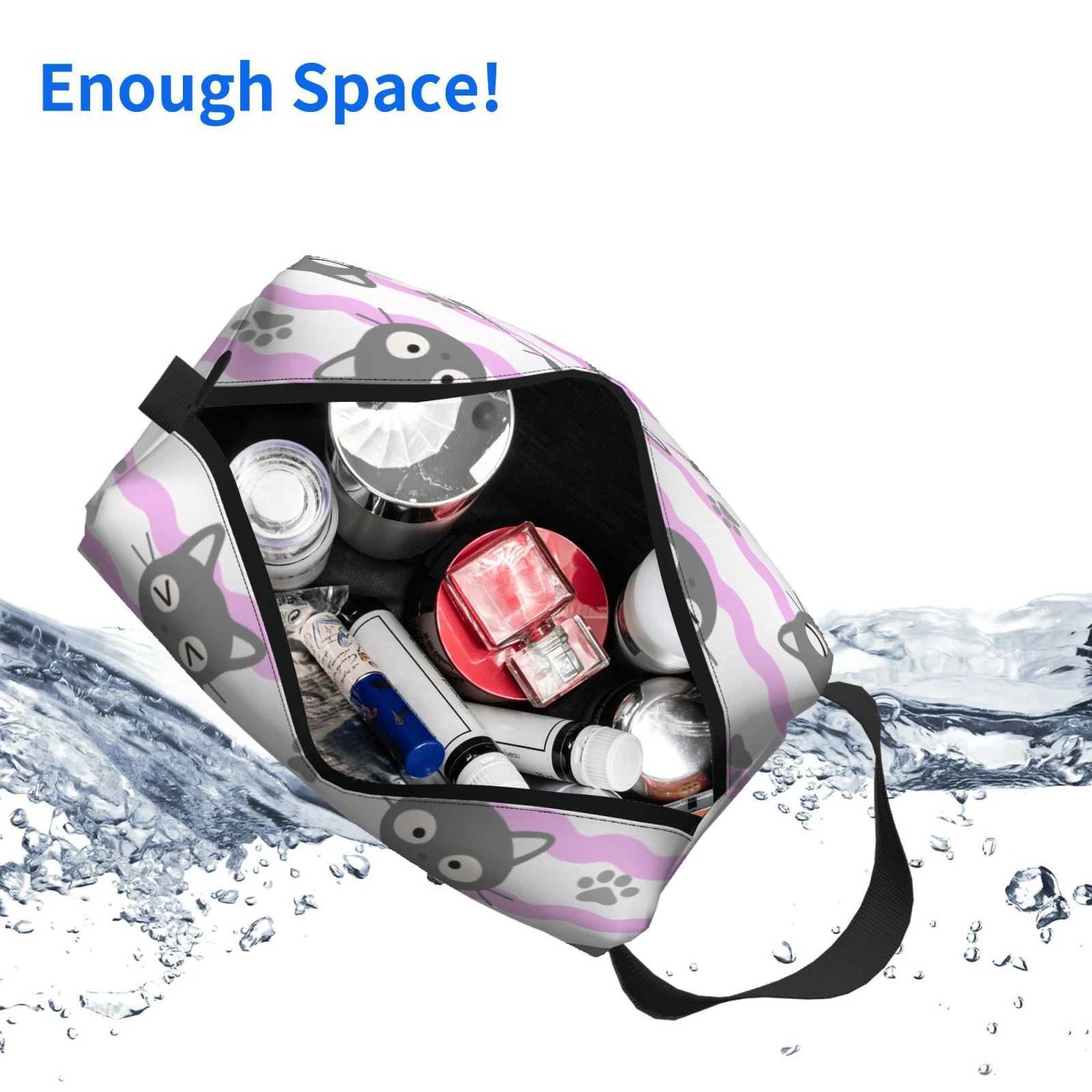 Cute cat cartoon makeup bag womens fashionable large capacity skincare box printed storage box makeup bag W240905