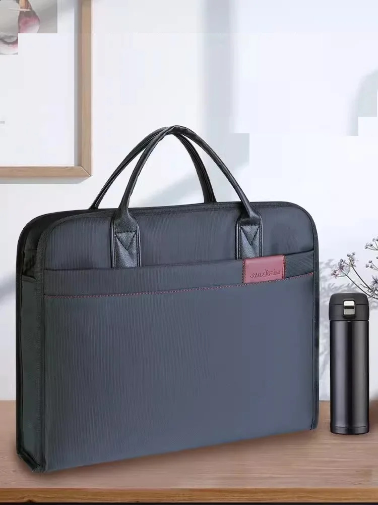 Oxford cloth file bag handheld business personnel storage large capacity zipper waterproof conference customized briefcase 240906