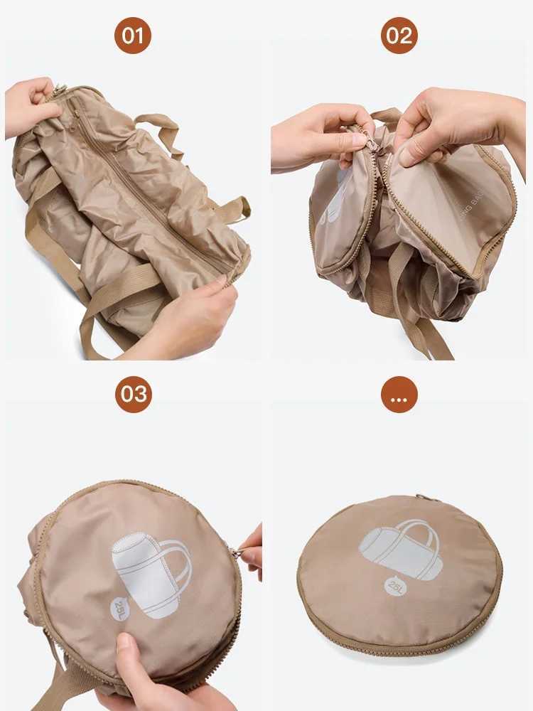 Foldable fitness bag portable waterproof large capacity sports fitness yoga travel handbag multifunctional dry and wet pockets ultra light W240906
