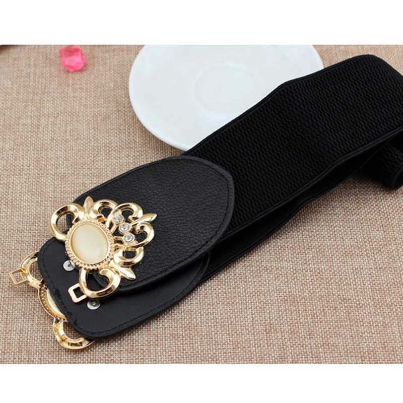 65-90cm Womens Wide Belt Opal Elastic Band Womens Black Waist Cinch Belt Dress Accessories W240905