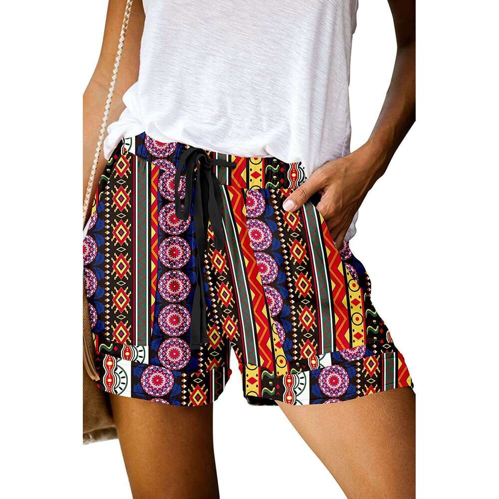 2024 Summer Printed New Style High Waist Straight Short Casual Pants Women's