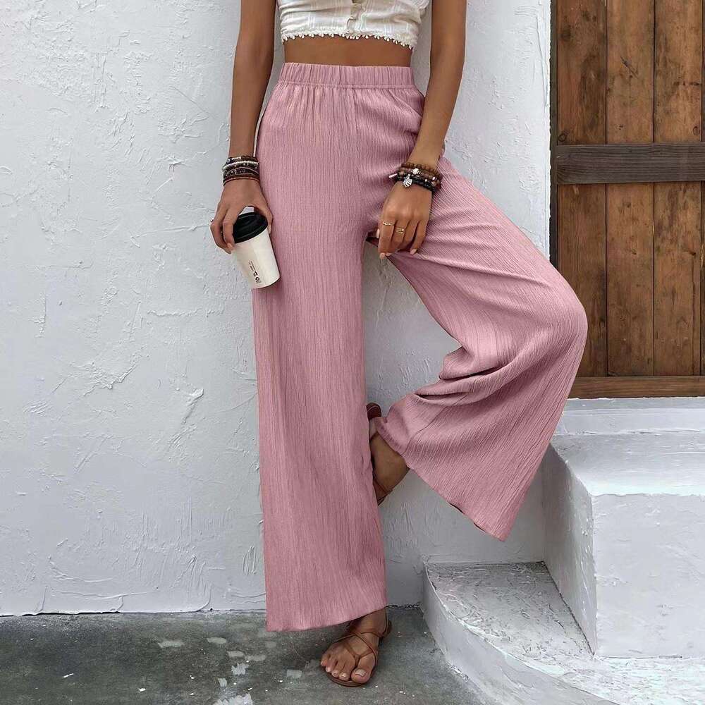 2024 New 1688 Women's Casual Loose, Slim, Wrinkled Wide Legged Long Pants