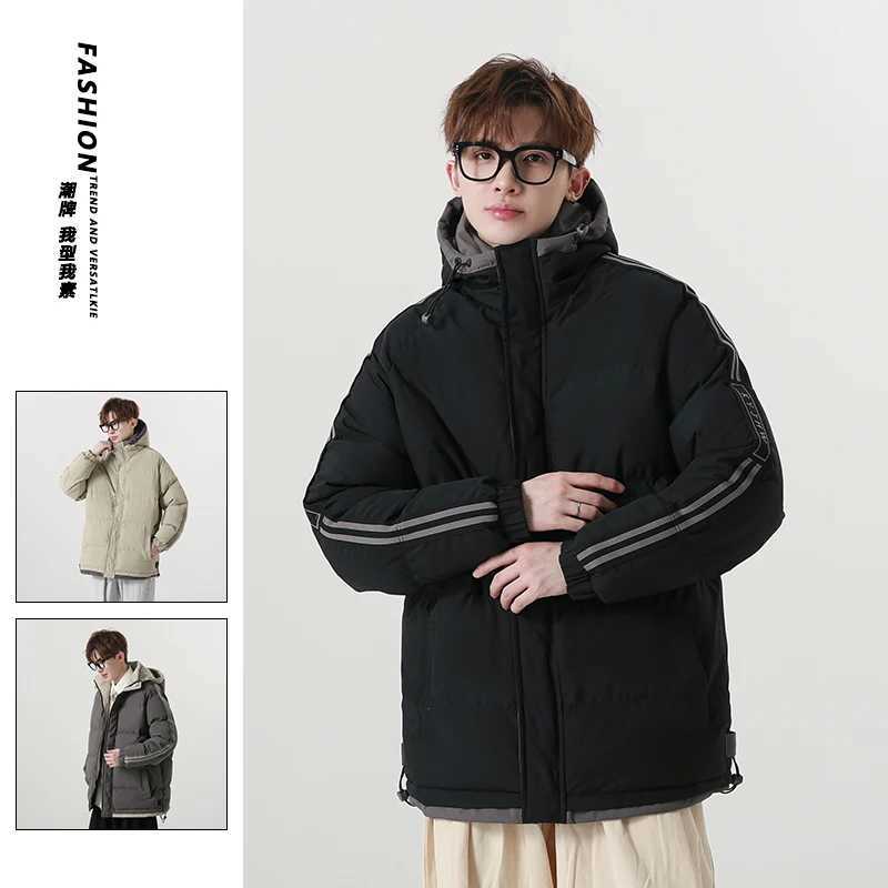 2024 Winter Mens Jacket New Fashion Loose and Versatile Thick Warm Bread Clothing Mountaineering Camping Hoodie Coat M-5XL M240906