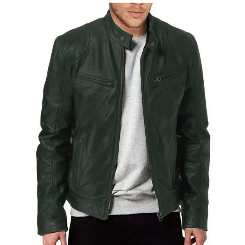 Jacket for Men Retro Mens Leather Vintage Style Coat Rock and Roll Lovers Fashionable Motorcycle 240905