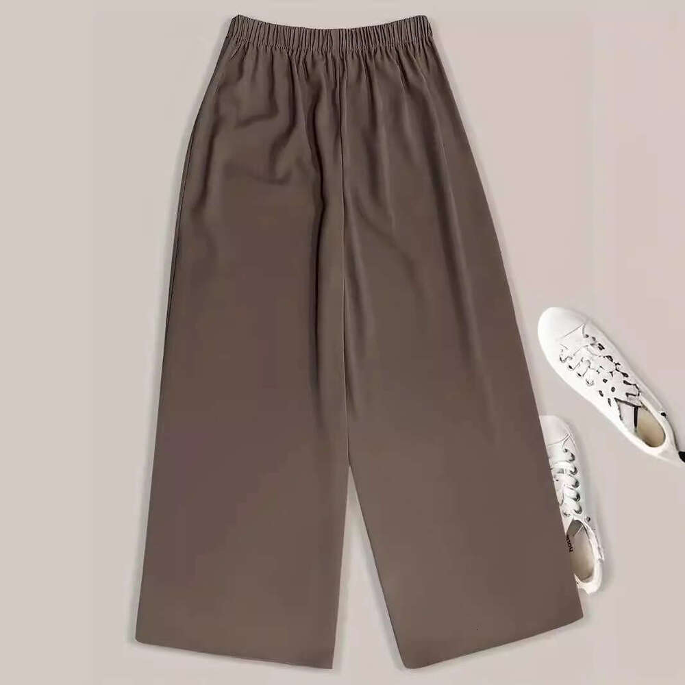 2024 New Loose High Waist Button Casual Cropped Wide Leg Women's Pants