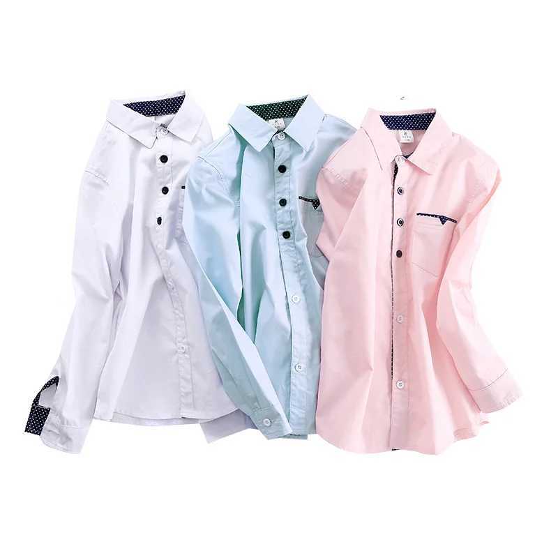 Kids Clothes Spring Autumn Boys Cotton Blouses Kids Boys Long Sleeve Shirt Children Fashion Shirt 5-15 Years Turn-down Collar Y240906