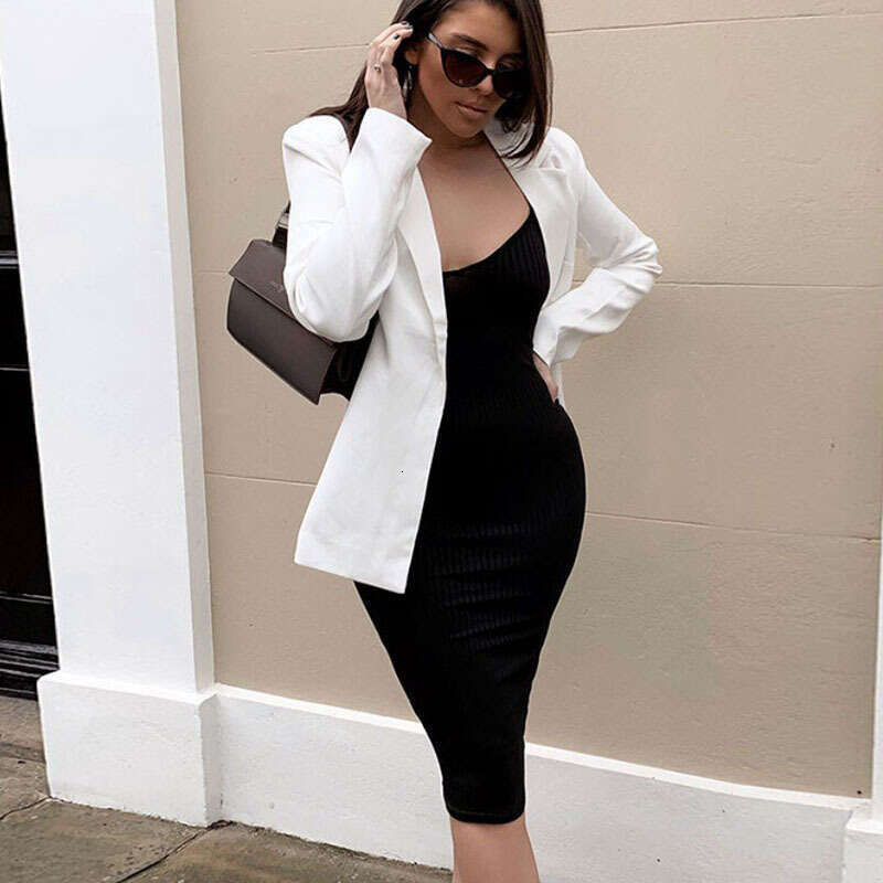 2023 Summer New Strap Dress Sexy Knitted U-neck Bag Hip Skirt