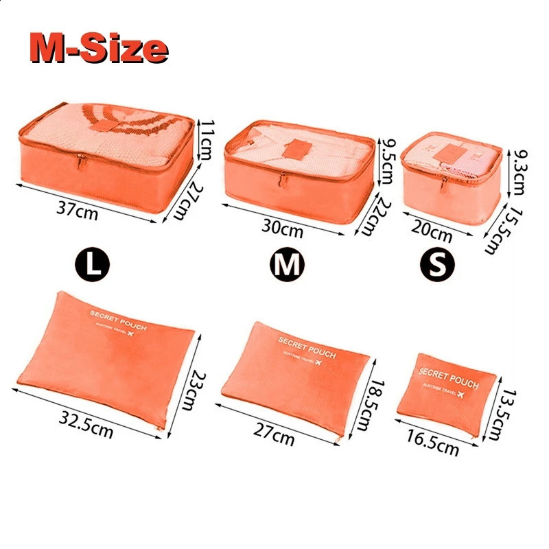 6piece travel storage bag set for clothing Tidy organizer wardrobe suitcase shoebox packaging cube 240906