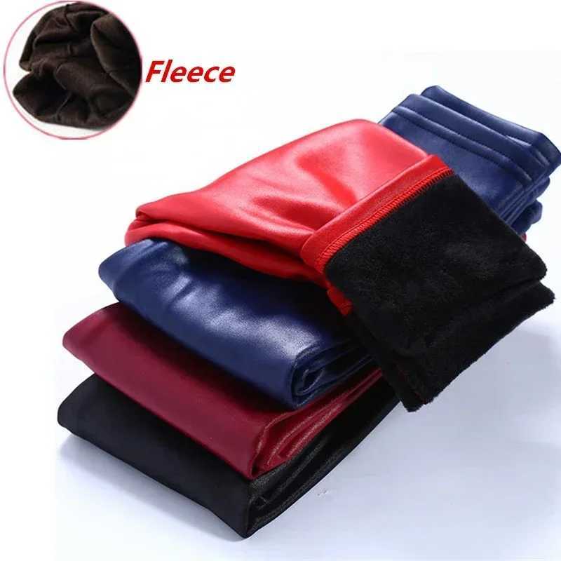 Baby Girls Leggings Winter Kids Thick Velvet Leggings Pencil Pants Children Warm Trousers Faux PU Leather Legging Slim Pant Y240906