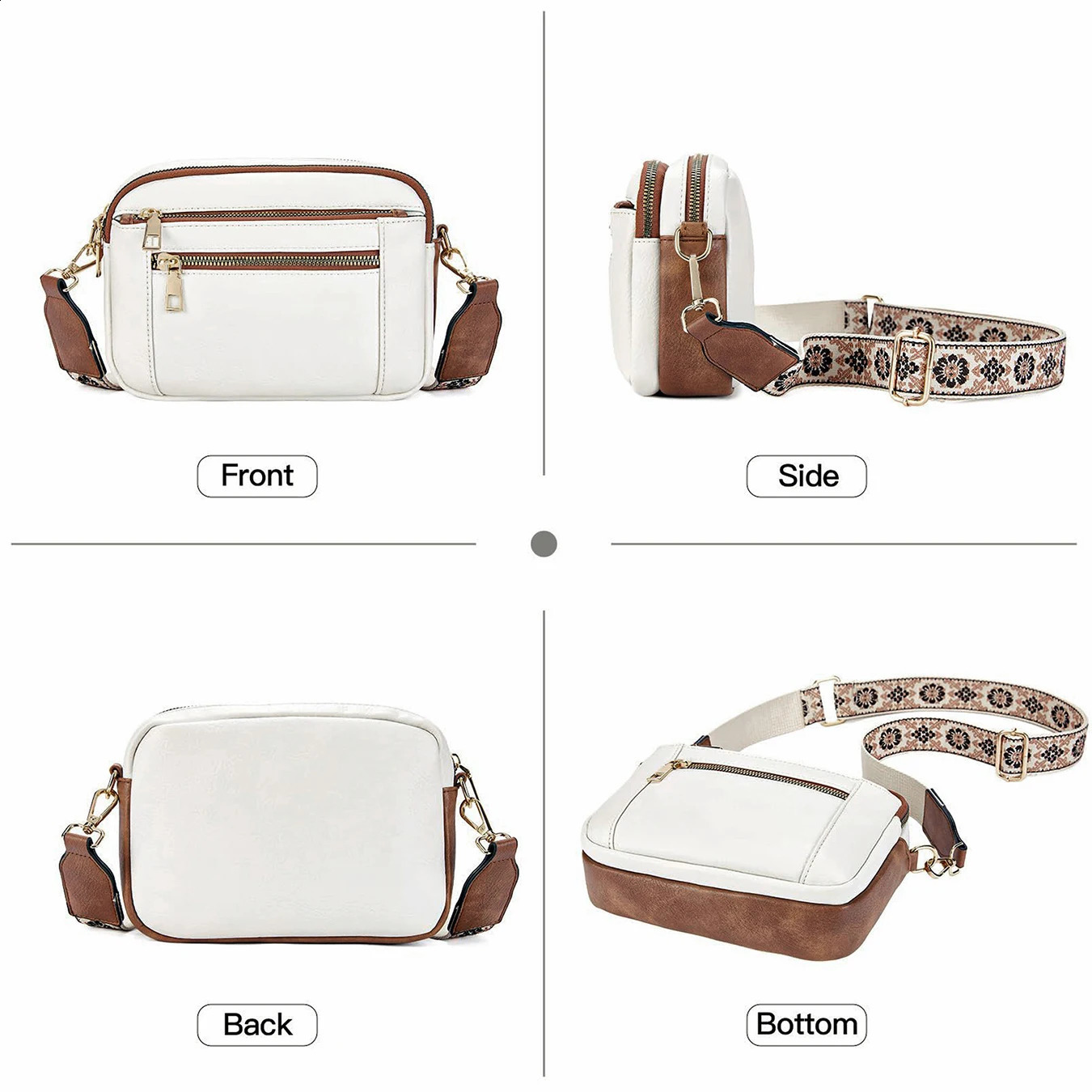 Womens small cross body bag is made of fashionable vegan leather with adjustable shoulder straps and multiple pockets that are waterproof 240904