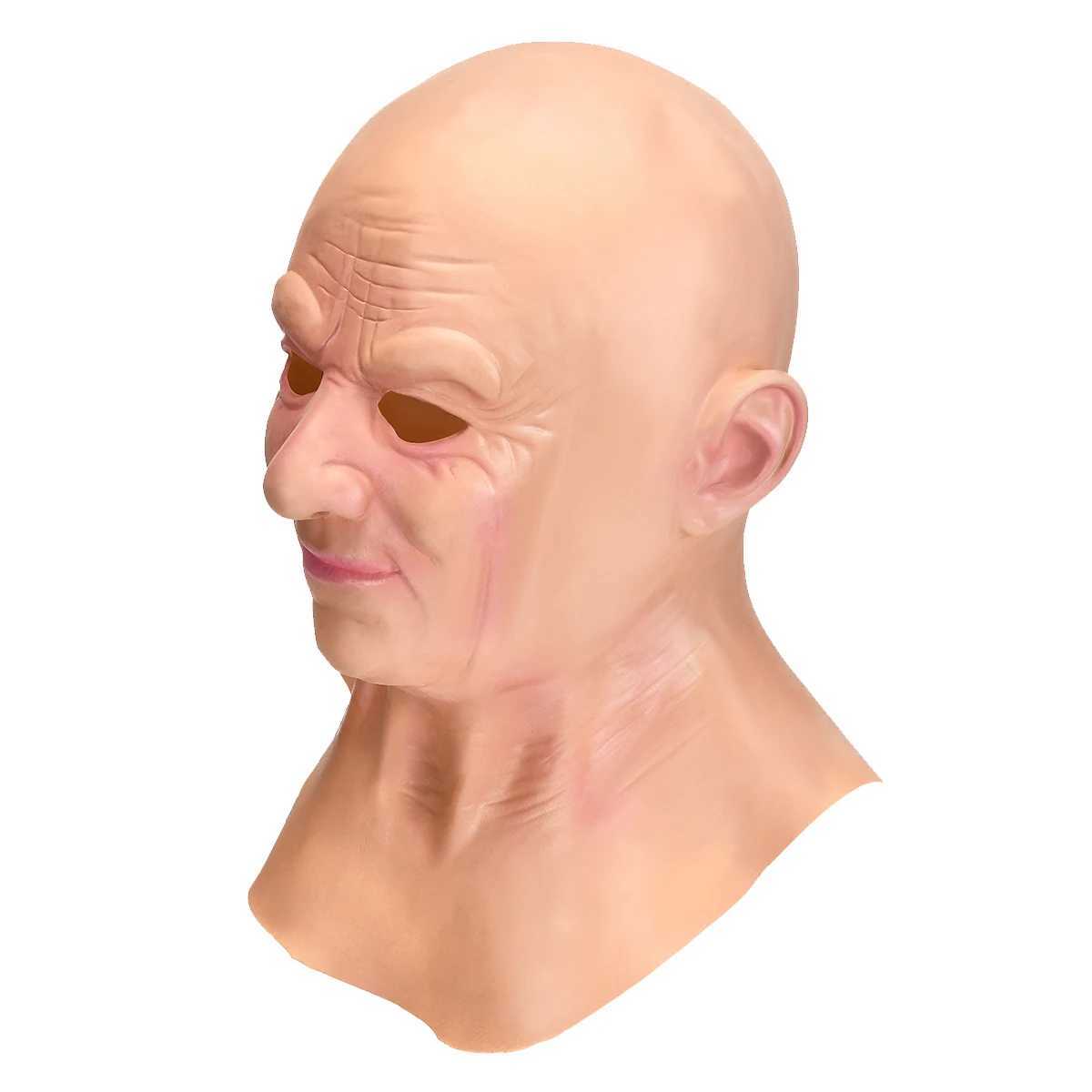 Halloween Old Man Mask Headdress Dress Up Props Headgear Old Grandpa Human Face Wig Props Halloween Funny MasksXJ240905